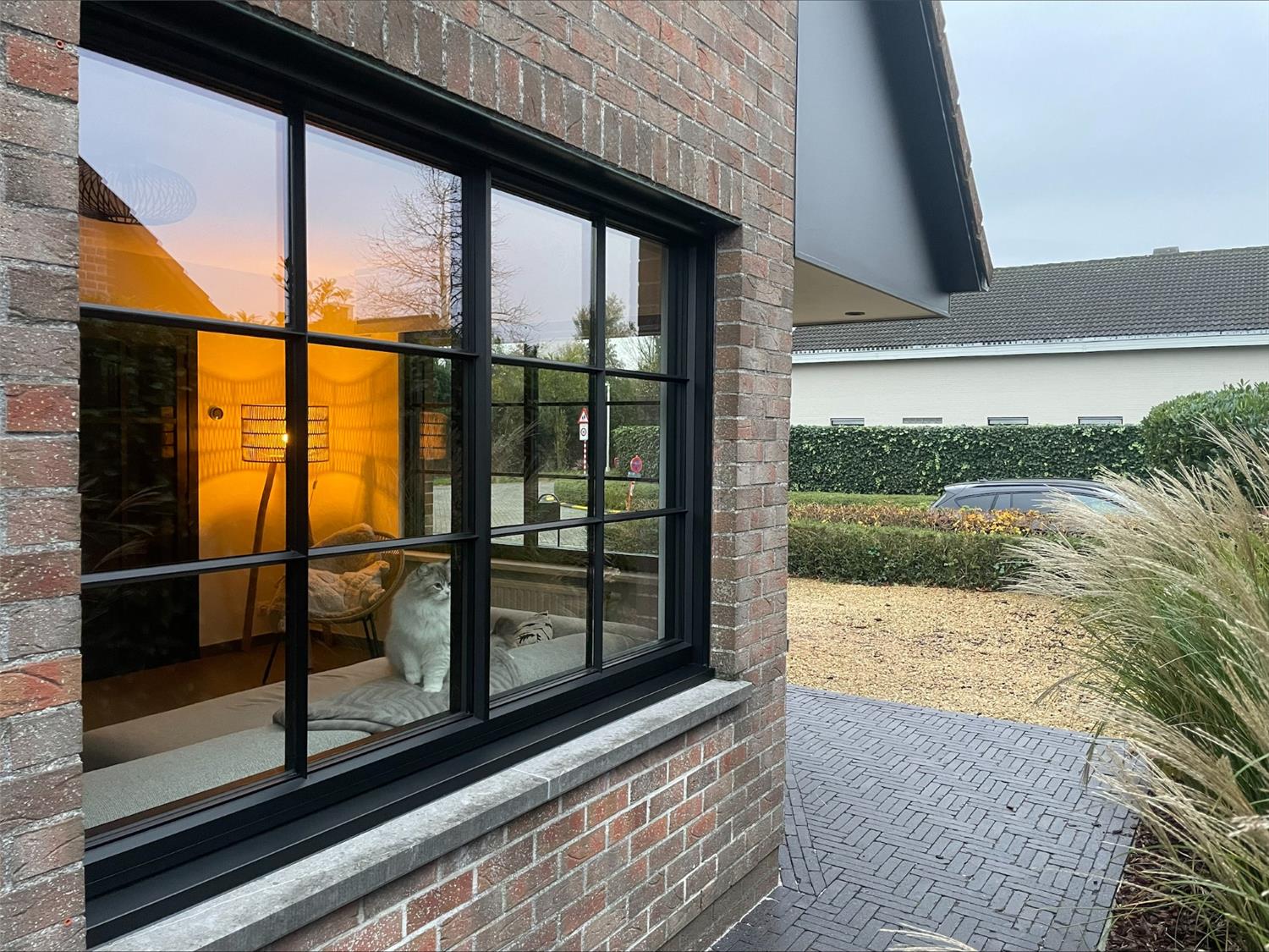 aluminium deur in houten kozijn