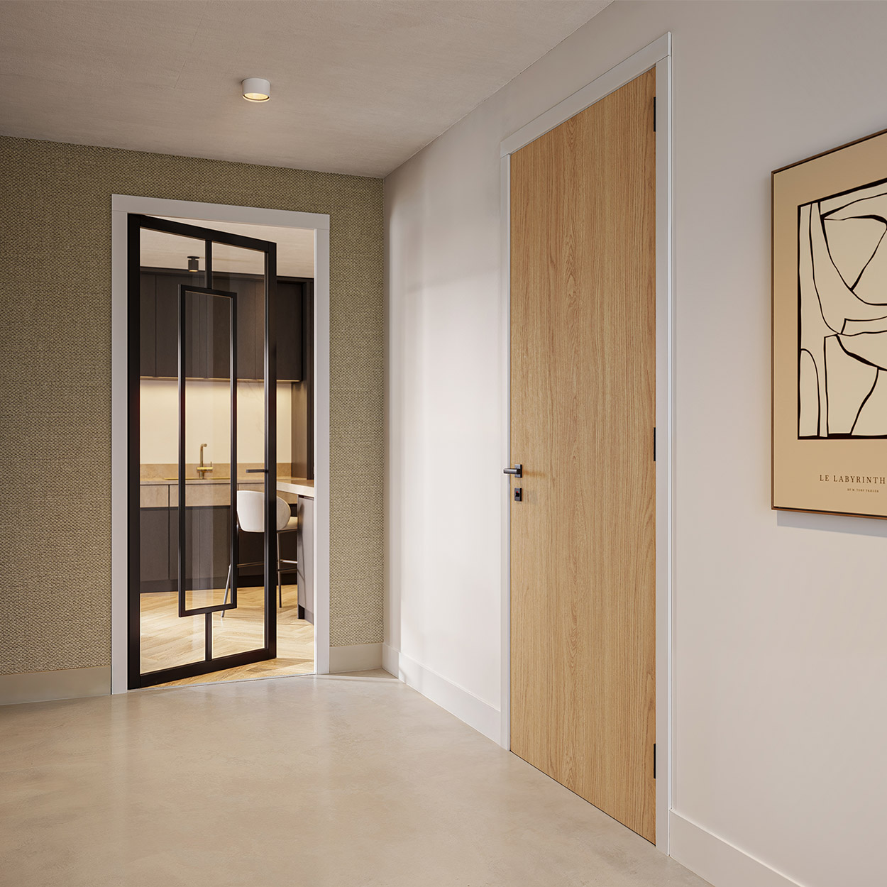 binnendeur met glas wit