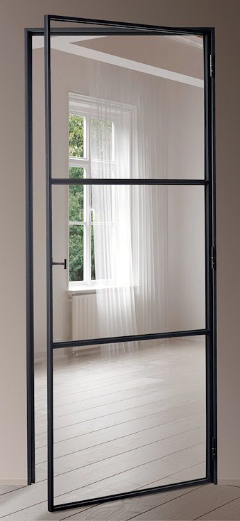 stalen deur zwart glas
